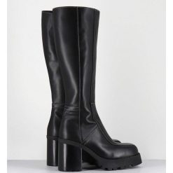 Hot Garrice Bottes A Plateforme En Cuir Noir & Surpiqures Blanches 90S - Dulce Tal Boots