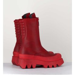 Hot Garrice Boots En Cuir Souple Rouge A Zip - 2682 Rosso