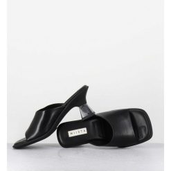 Online Garrice Mules En Cuir Noir Talon Plexi - Synthia Black Sandals