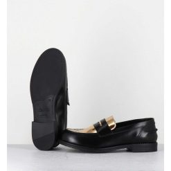 Online Garrice Mocassins En Cuir Glace Noir & Or - Al103 Nero Oro