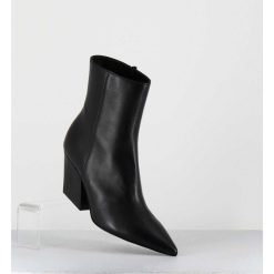 Online Garrice Boots Bout Pointu En Cuir Noir Talon Biseaute - Swan Nappa Nero