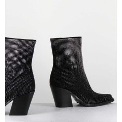 Hot Garrice Boots Santiag Talon Haut & Clous - Rock Chelin Nero