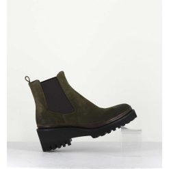 Hot Garrice Boots Chelsea En Daim Kaki & Semelle Micro - Bradi Oil Militare