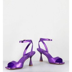 Hot Garrice Sandales A Talon En Cuir Metallise Violet - Flow Laminato Violet