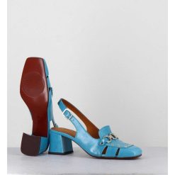 Online Garrice Mocassins Slingback En Cuir Bleu Petit Talon - Vururu Saab Blue