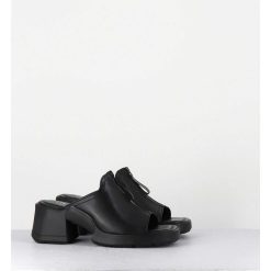 Online Garrice Mules En Cuir Noir & Zip - Bertie Black Sandals