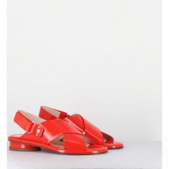 Hot Garrice Sandales Plates En Cuir Rouge - Alison Criss Tangerine