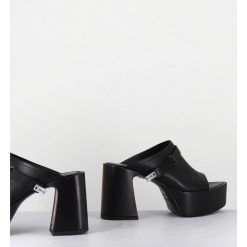 Online Garrice Mules A Plateforme Pointu En Cuir Noir - M6415 Vanity Nero