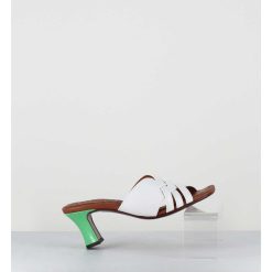 Hot Garrice Mules Petit Talon Naplak Blanc & Vert - Nalma44 Ferrari Blanco