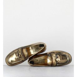 Clearance Garrice Mocassins Souple En Cuir Metallise Dore - 60264 Capra Super Oro