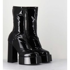 Wholesale Garrice Boots Noires Vernis Stretch - Victoria Mok Patent