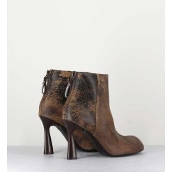 Wholesale Garrice Boots En Cuir Vieilli Marron Talon Haut - M6390 Moro