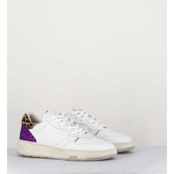 Wholesale Garrice Sneakers En Cuir Blanc & Glitter Violet - Timeless Low