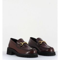 Wholesale Garrice Mocassin En Cuir Marron A Mors Dore & Semelle Micro - 21Jmc30 Moro