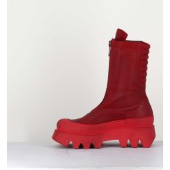 Hot Garrice Boots En Cuir Souple Rouge A Zip - 2682 Rosso