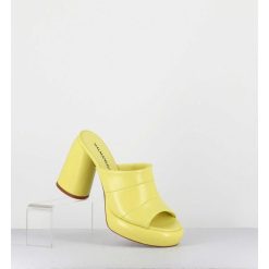 Clearance Garrice Mules A Plateforme En Cuir Jaune - Erika02 Glaze Limone