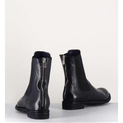 New Garrice Boots Plates En Cuir Bleu Marine, Elastique & Bout Fleuri - Lexikon099 Navy