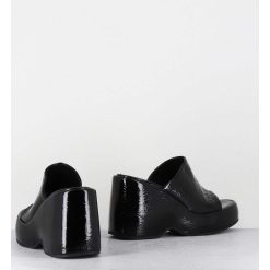 Best Garrice Mules Compensees 90S En Cuir Vernis Noir - Masa2 Cindy Nero