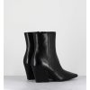 Online Garrice Boots Bout Pointu En Cuir Noir Talon Biseaute - Swan Nappa Nero