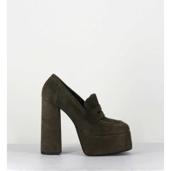 Hot Garrice Khaki Suede Platform Loafers - Barsi Kaki