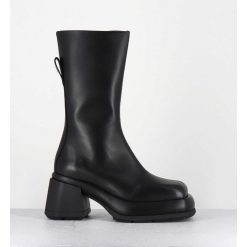 Online Garrice Boots Chunky En Cuir Noir Look 90S - Cassia Black Boots