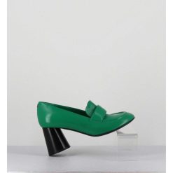 Online Garrice Mocassins A Talon En Cuir Souple Vert - Ace23 Glaze Mela