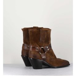 Wholesale Garrice Boots Santiag En Daim Marron Vieilli - 5180 Birra