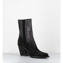 Hot Garrice Boots Santiag Talon Haut & Clous - Rock Chelin Nero