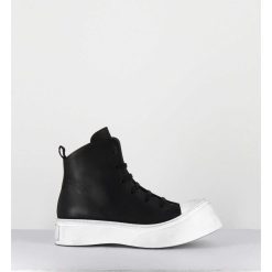 New Garrice Sneakers En Cuir Huile Noir & Semelle Blanc Destructuree - 3543 Gas Nero