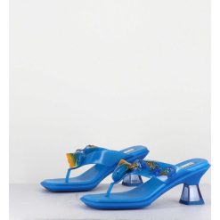 Best Garrice Tong Cuir Bleu & Plexi Ornees De Coquillages - Oceane Blue Sandals