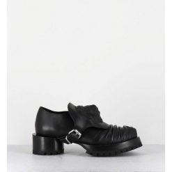 New Garrice Chaussures En Cuir A Tete De Lion & Talon Cylindrique - Lion Nappa Nero