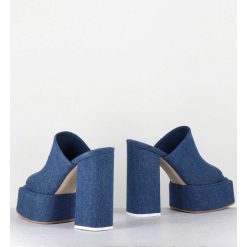 Best Garrice Mules A Plateforme Talon Haut En Jean Bleu - Sue Jeans Blue