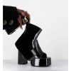 Best Garrice Mules A Haute Plateforme Cuir Vernis Noir - Marchi Vernice Nero