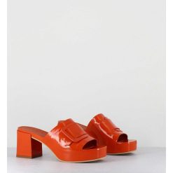 New Garrice Mules A Plateforme Petit Talon Vernis Orange - 11532 Vetro Orange