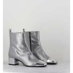 Online Garrice Boots En Cuir Gaufre Argent Details Miroir - Estime Bis Argent