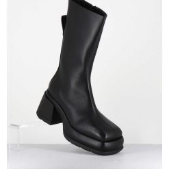 Online Garrice Boots Chunky En Cuir Noir Look 90S - Cassia Black Boots