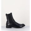 New Garrice Boots Plates En Cuir Bleu Marine, Elastique & Bout Fleuri - Lexikon099 Navy