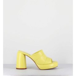 Clearance Garrice Mules A Plateforme En Cuir Jaune - Erika02 Glaze Limone