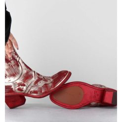 Best Garrice Boots Esprit Santiags En Cuir Rouge & Metal Or - 3226 Platino Rosso