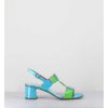 Best Garrice Sandales 60S Bout Carre En Cuir Vernis Bleu & Vert - Lefai Blu Green