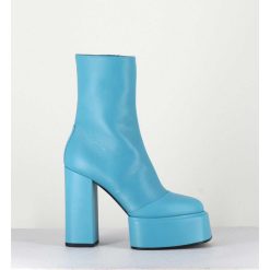 Wholesale Garrice Boots En Cuir Souple Bleu Turquoise - Iara Mok Ash