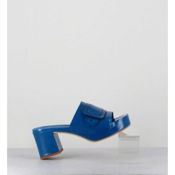 New Garrice Mules A Plateforme Petit Talon Vernis Bleu - 11532 Vetro Sky