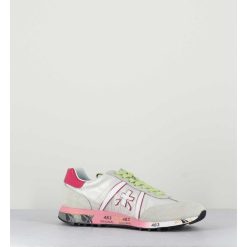 New Garrice Sneakers Toile Blanche & Detail Rose - Lucyd 5961