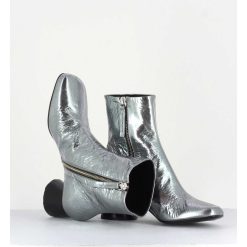 Online Garrice Boots En Cuir Froisse Metallise Argent - Odile02 Metal