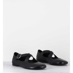 Hot Garrice Ballerines A Brides Croisees En Cuir Souple Noir - Ziami Buffy Nero