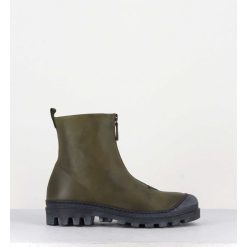 Online Garrice Boots En Cuir Gras Kaki Avec Zip Central - I6-967 Bosco