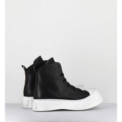 New Garrice Sneakers En Cuir Huile Noir & Semelle Blanc Destructuree - 3543 Gas Nero