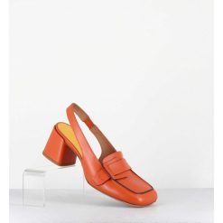 New Garrice Mocassins Slingback A Talon En Cuir Orange 70S - S242234 Remuve Orange