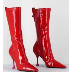 Online Garrice Boots Talon Haut En Vernis Stretch Rouge 90S - Gilda Cris Eros