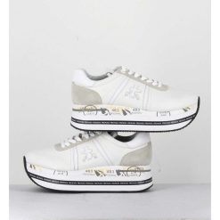 Clearance Garrice Sneakers En Cuir Blanc Semelle Compensee Ligne Japonisante - Beth 5603